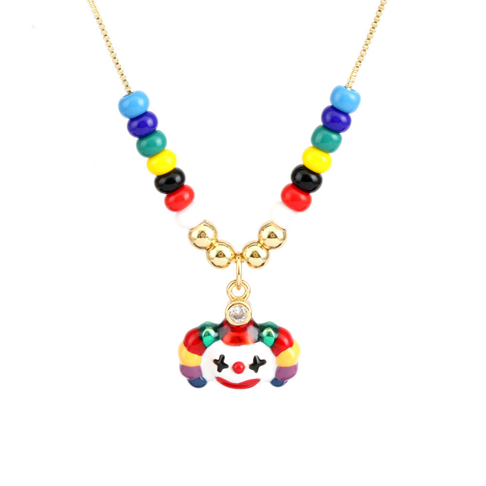 Collar con colgante de ojo mágico en forma de corazón de cobre al por mayor